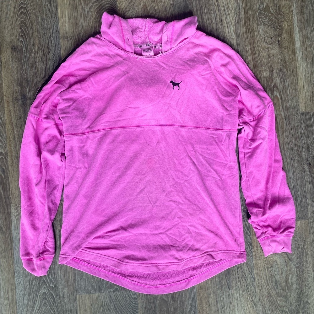 PINK Victoria’s Secret Pink Logo Sleeve Hoodie Pullover Women’s M barbiecore Y2K